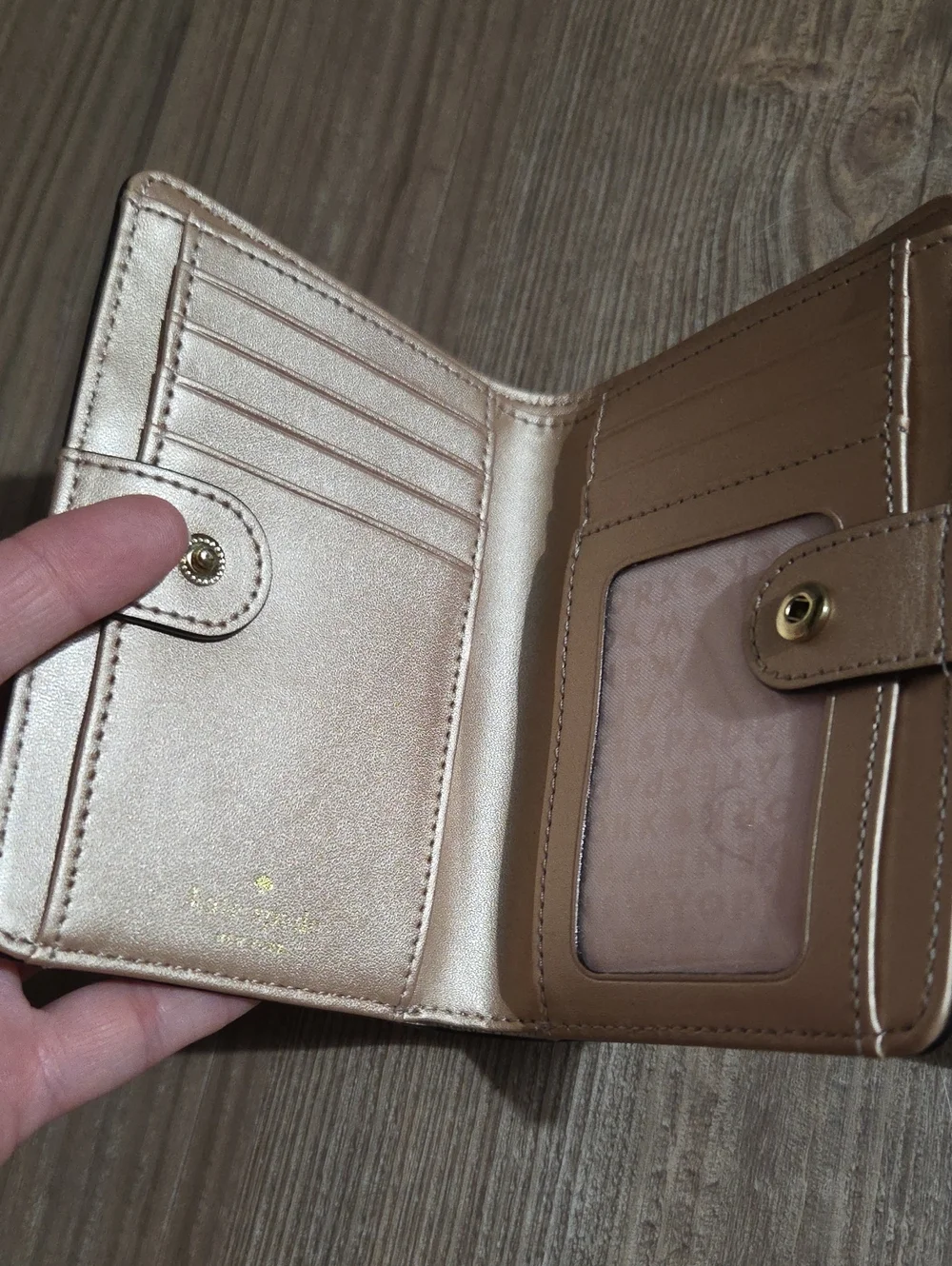 Kate Spade Metallic Rose Gold Zip Wallet